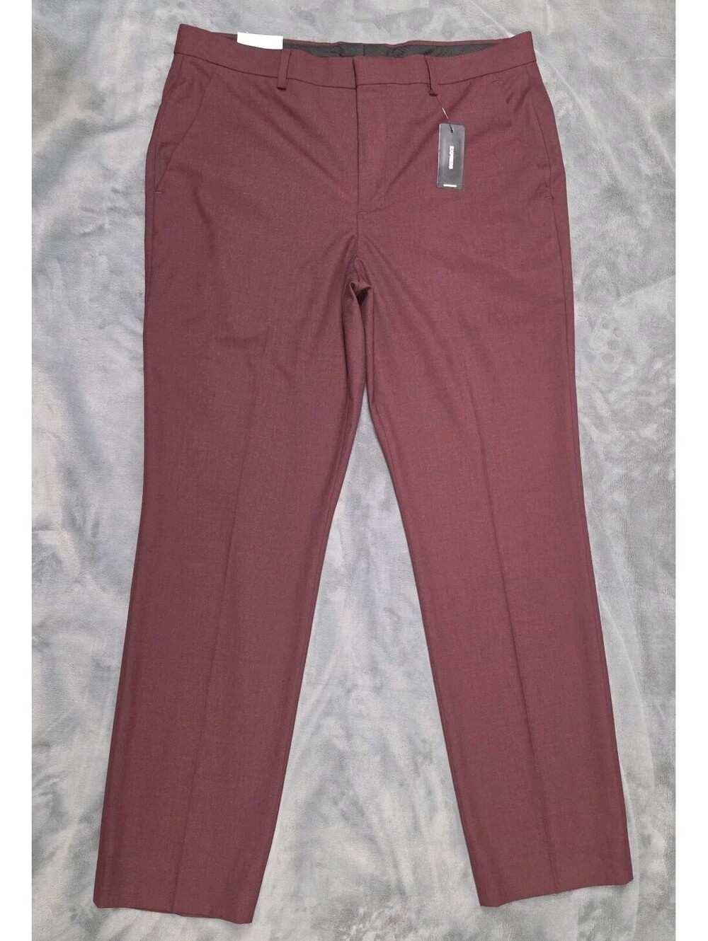 Express Mens Slim Dress Pants 32x32 Plum Maroon Flat Front NWT $118